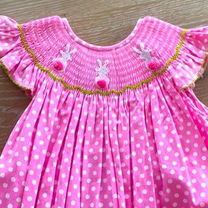 EUC Girls Smocked Easter Bunny Dress